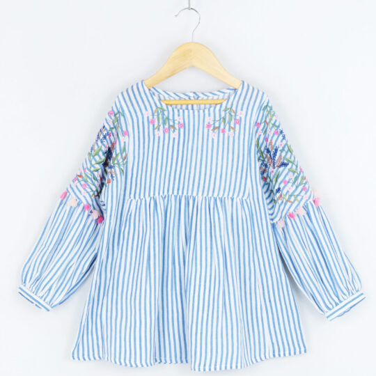 Rayon Flex Blue Stripe Top