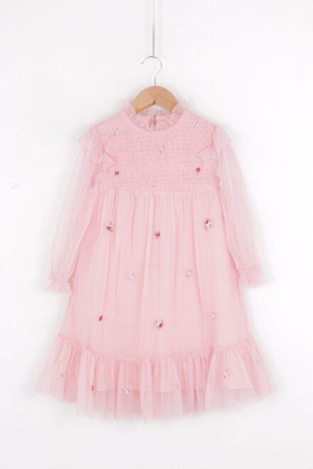 Mesh Voil Baby Pink Dress